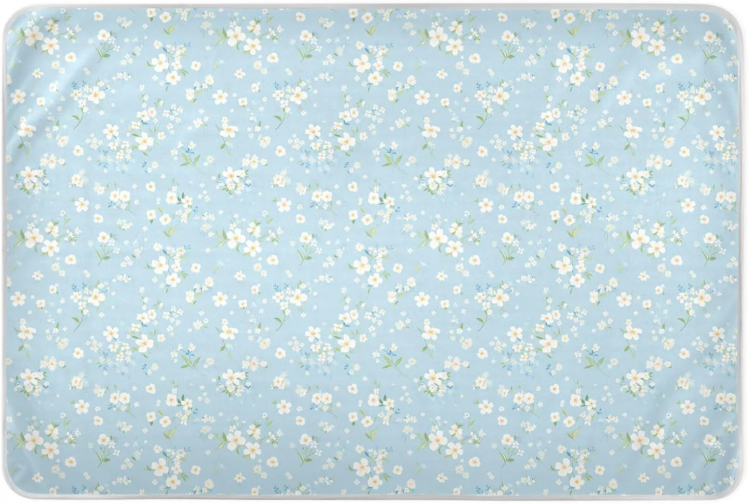 Little Flowers Blue Extra Large Resuable Potty Training Pee Pad Waterproof Washable Potty Training Sheets Cover Machine Washable Pad Liner for Infant Baby 52" L x 34" W