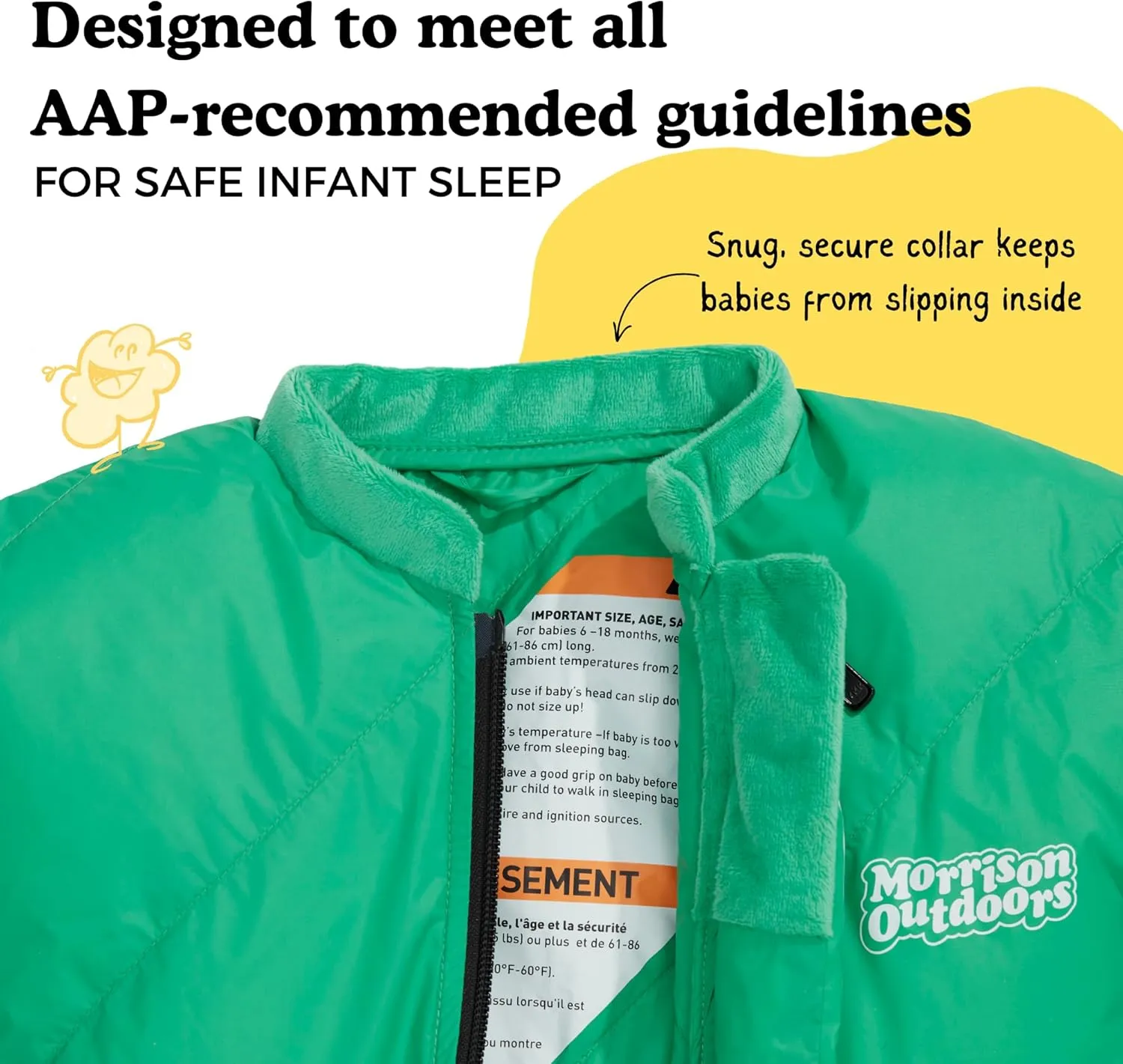Little Mo 40° Baby Sleeping Bag (6-18 Months) The Camping Sleeping Bag for Babies and Toddlers with Adjustable Open-and-Close Cuffs and Thick, Lofty Insulation.
