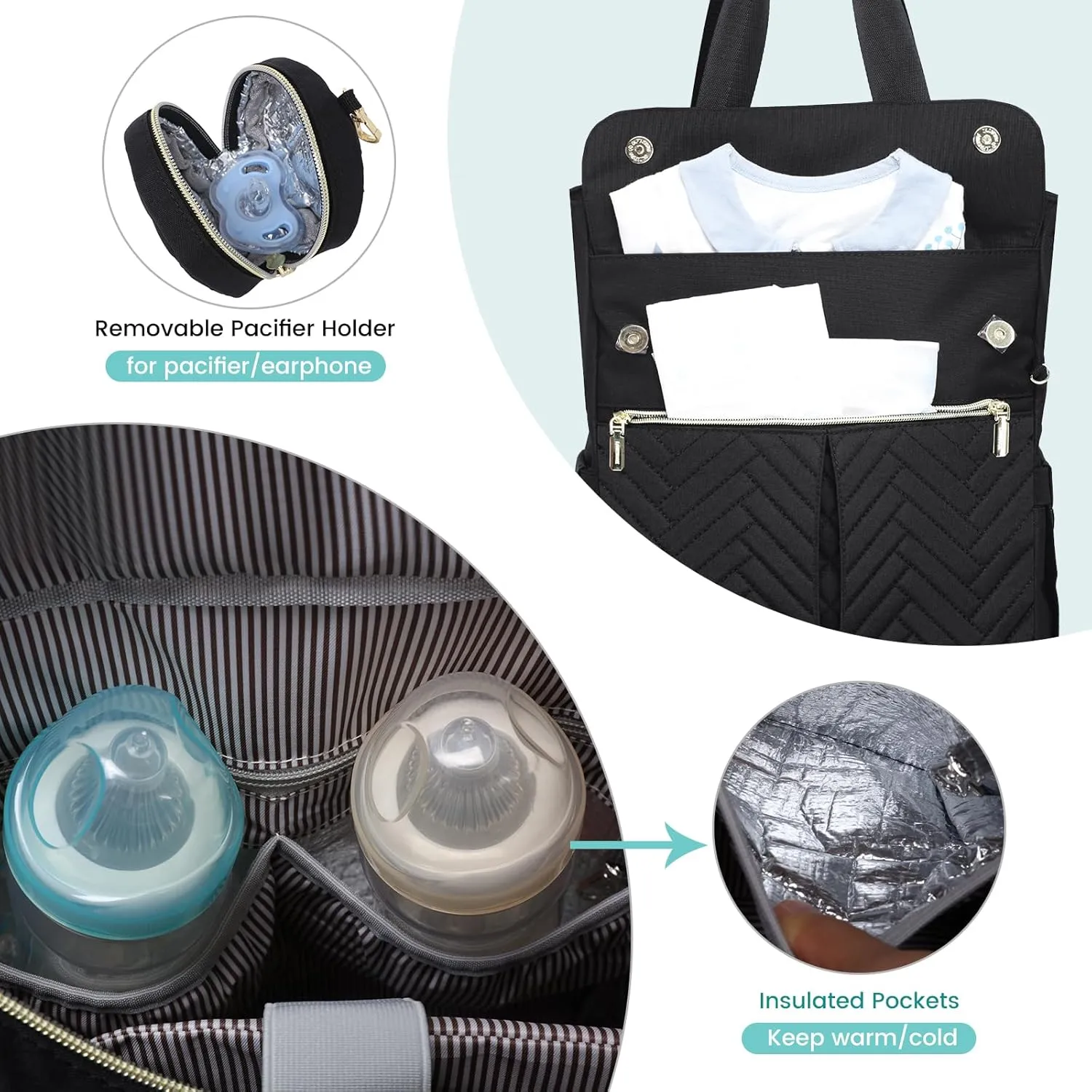 LOVEVOOK Diaper Backpack, Diaper Bag Tote with Insulated Pockets, Baby Bag for Girl Boy with Changing Pad, Large Baby Diaper Bag