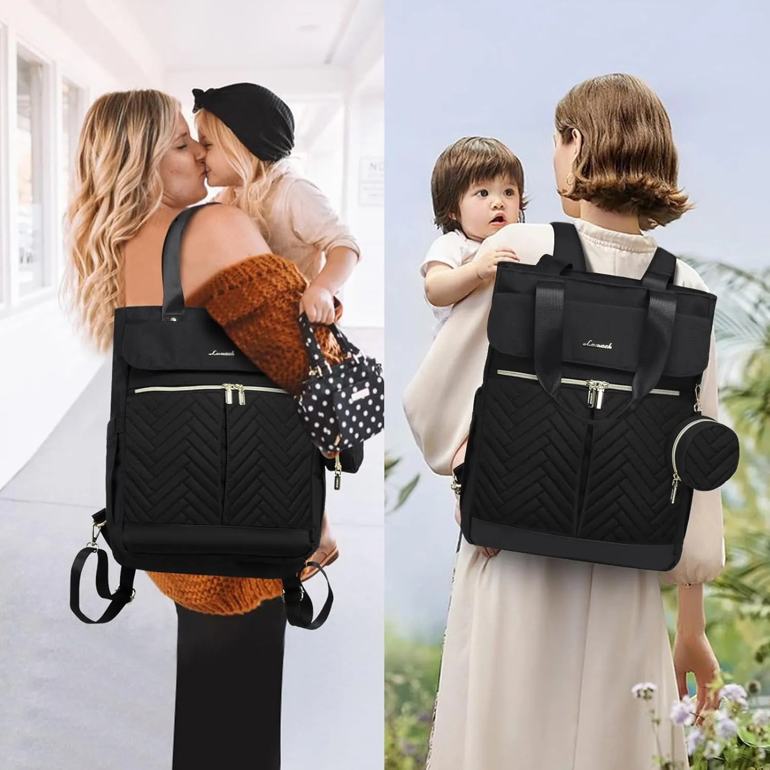LOVEVOOK Diaper Backpack, Diaper Bag Tote with Insulated Pockets, Baby Bag for Girl Boy with Changing Pad, Large Baby Diaper Bag