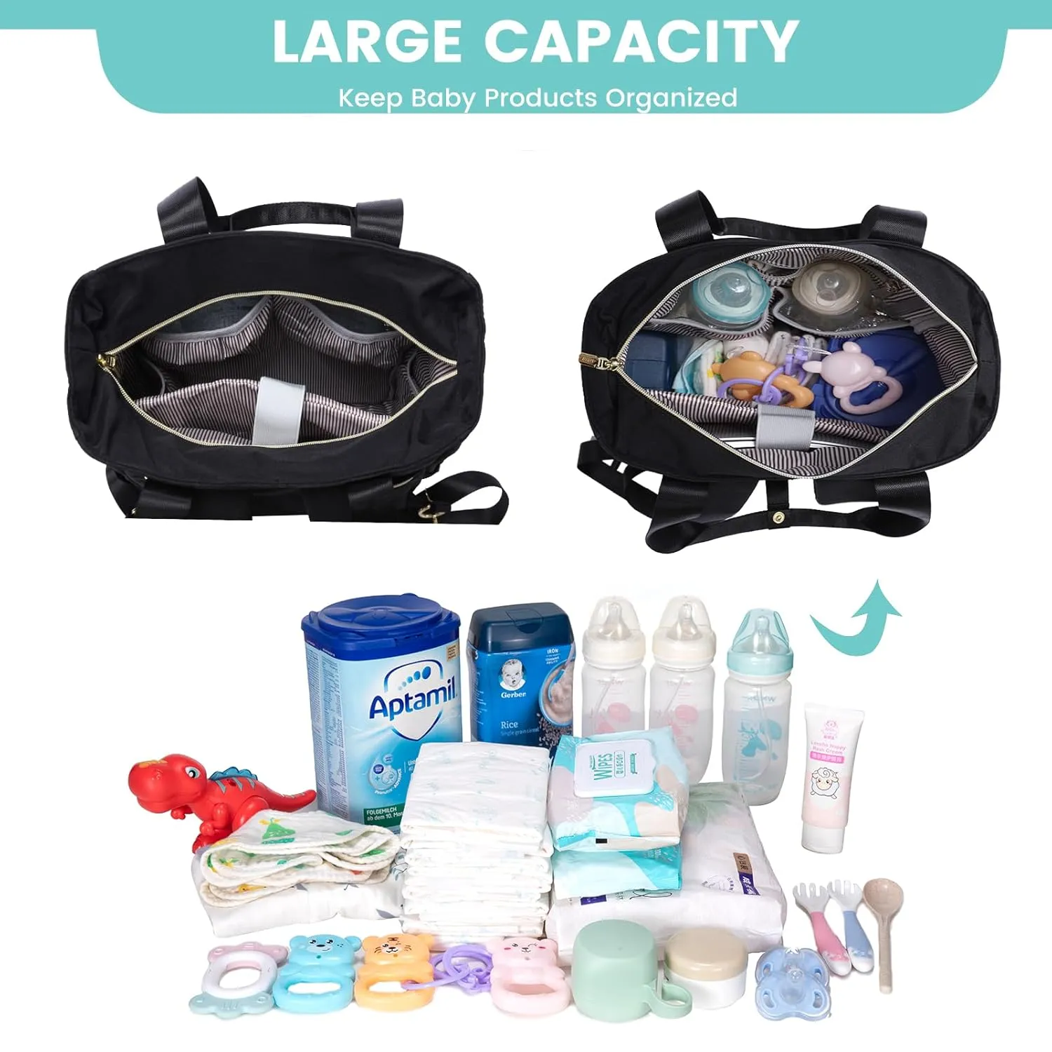 LOVEVOOK Diaper Backpack, Diaper Bag Tote with Insulated Pockets, Baby Bag for Girl Boy with Changing Pad, Large Baby Diaper Bag