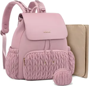 LOVEVOOK Diaper Bag Backpack, Small Baby Bag, Cute Baby Diaper Bag, Stylish Water-Resistant Travel Baby Bag for Mom, Baby Backpack with Changing Pad, Stroller Straps-Pink