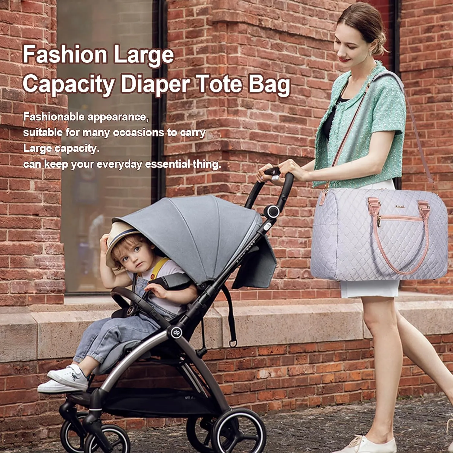LOVEVOOK Diaper Bag Tote with Pacifier Case and Changing Pad, Large Capacity Mommy Bag for Hospital and Weekender Travel, Functional Baby Bag Newborn Baby Essential