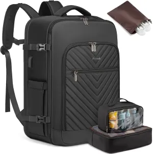 LOVEVOOK Large Travel Backpack for Women,Carry on Backpack Flight Approved with Shoe Bag,Personal Item Backpack Travel Bag with 2 Storage Containers,TSA Fit 17inch Laptop Luggage with USB Port