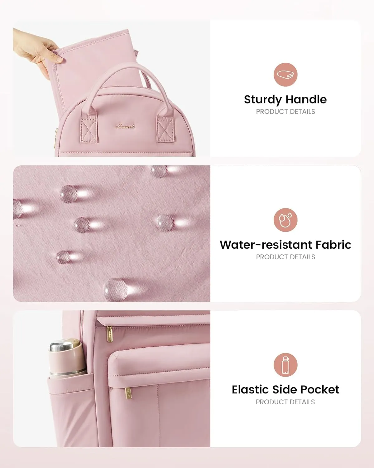 LOVEVOOK Puffer Diaper Bag Backpack, Lightweight Baby Bag with Changing Pad, Large Diaper Backpack for Mom Dad with Stroller Buckles, Pink