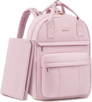 LOVEVOOK Puffer Diaper Bag Backpack, Lightweight Baby Bag with Changing Pad, Large Diaper Backpack for Mom Dad with Stroller Buckles, Pink