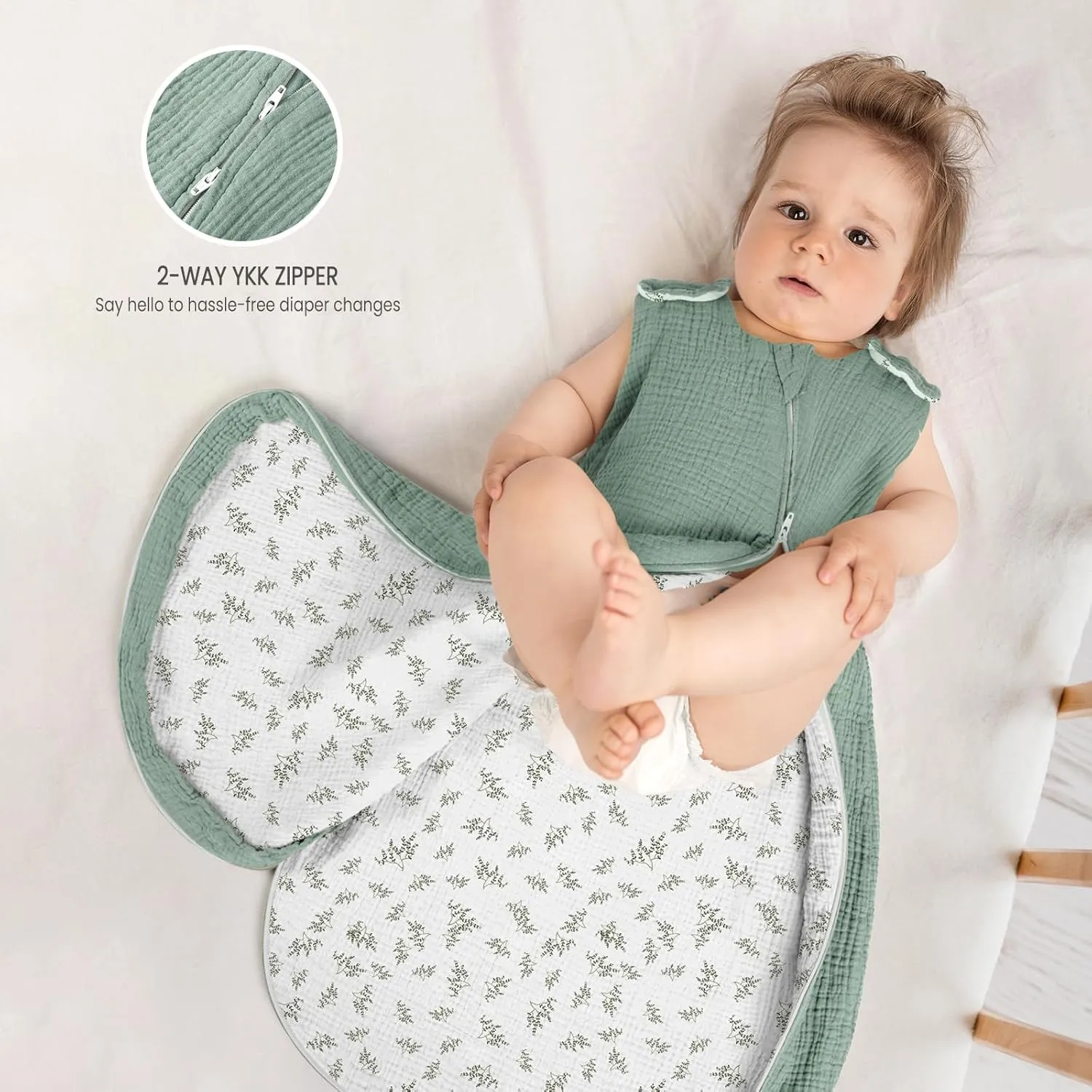 lulumoon Sleep Sack Muslin for Baby: Cotton Wearable Blanket for 15-24 Months - Soft Lightweight Ideal for Nursery Lounge Nighttime Naptime