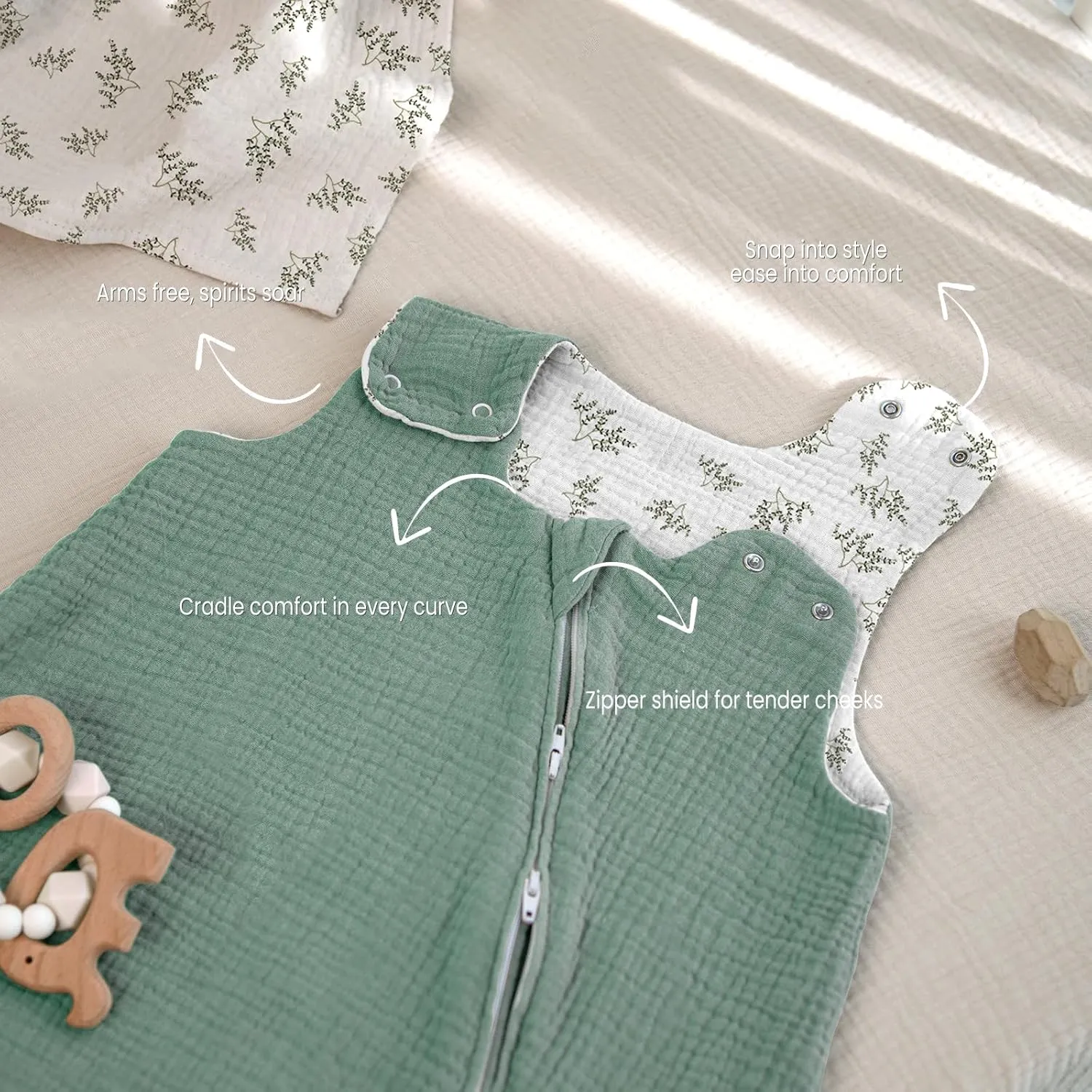 lulumoon Sleep Sack Muslin for Baby: Cotton Wearable Blanket for 15-24 Months - Soft Lightweight Ideal for Nursery Lounge Nighttime Naptime