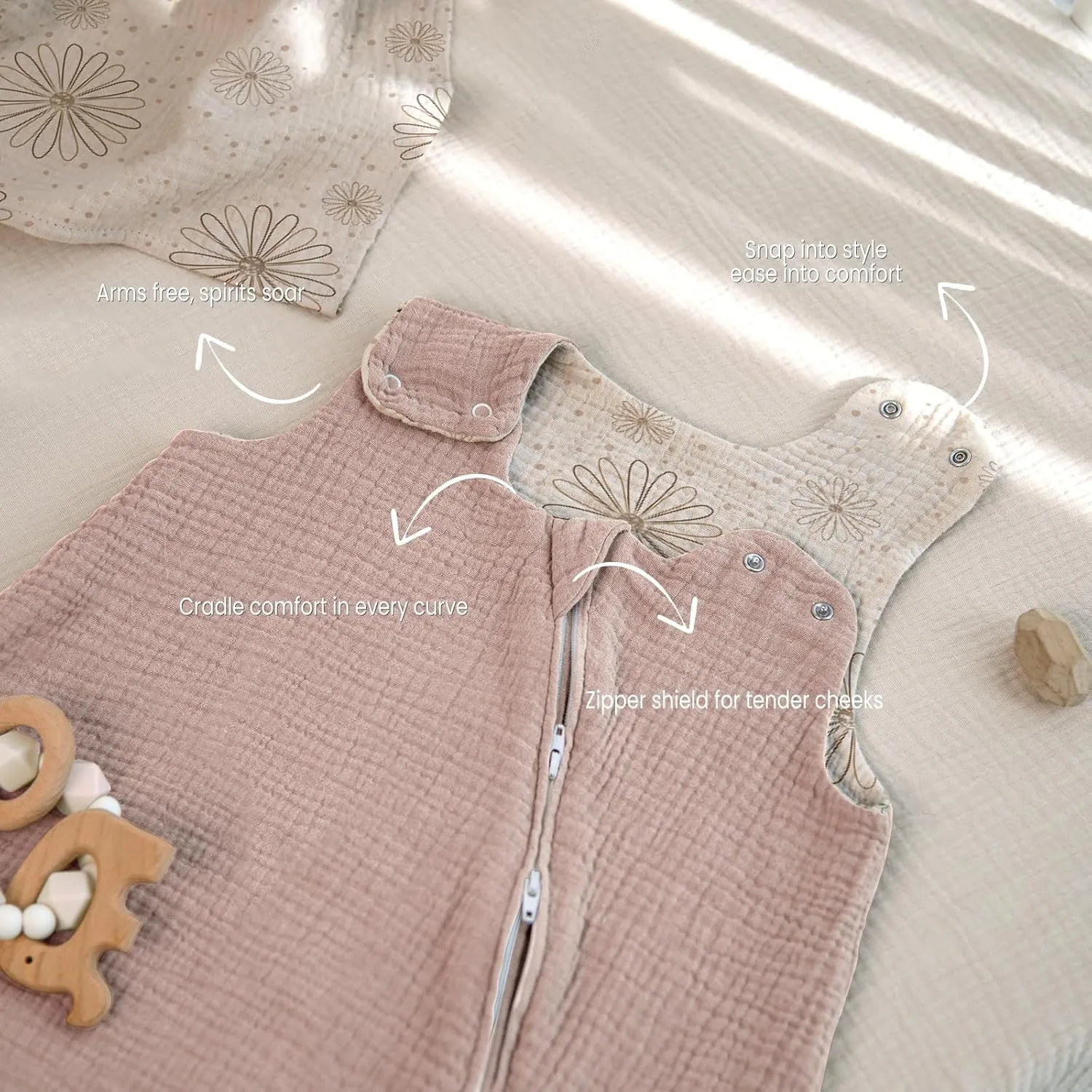 lulumoon Sleep Sack Muslin for Baby: Cotton Wearable Blanket for 3-9 Months - Soft Lightweight Ideal for Nursery Lounge Nighttime Naptime