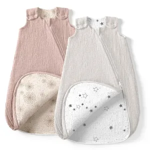 lulumoon Sleep Sack Muslin for Baby: Cotton Wearable Blanket for 3-9 Months - Soft Lightweight Ideal for Nursery Lounge Nighttime Naptime