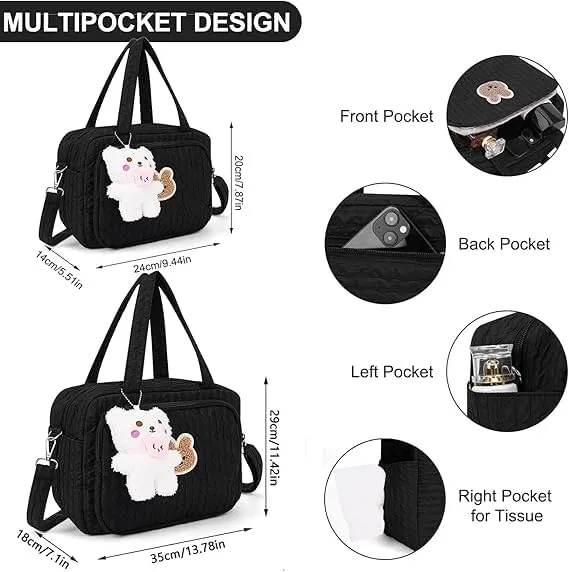 Lushandy Baby Diaper Bag Tote, Cute Mommy Nappy Crossbody Travel Tote, Multifunction Storage Bag