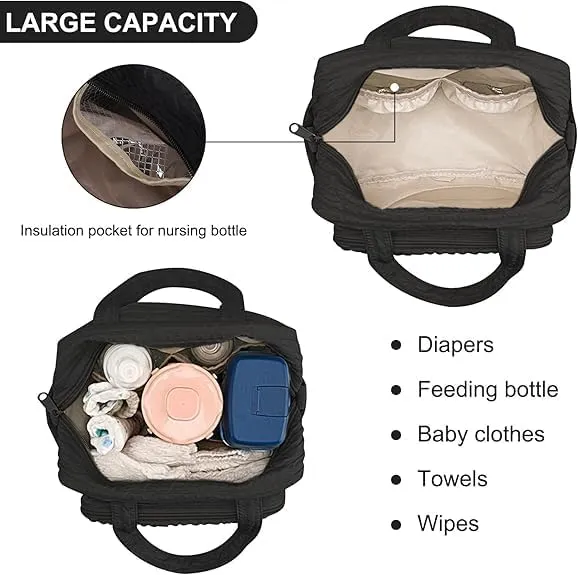 Lushandy Baby Diaper Bag Tote, Cute Mommy Nappy Crossbody Travel Tote, Multifunction Storage Bag