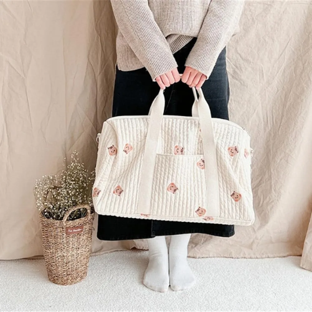 Lushandy Large Diaper Bag Tote, Cute Diaper Bag Puffer Travel Diaper Bag with Long Stap Hospital Bag Maternity Bag Nurse Bag