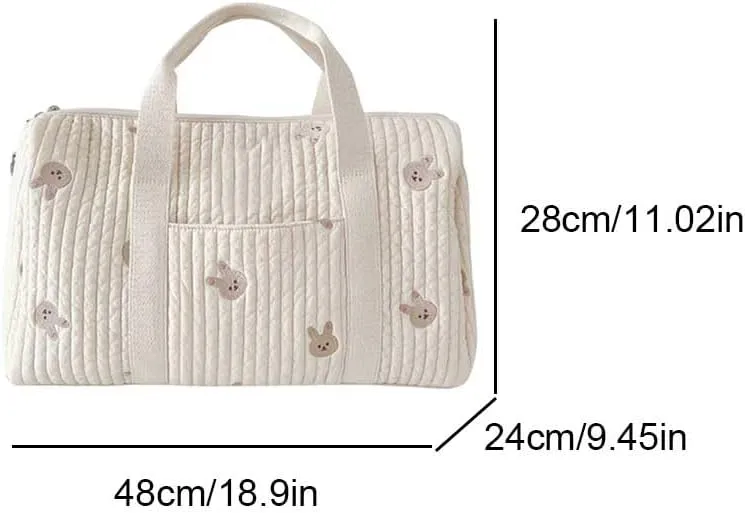 Lushandy Large Diaper Bag Tote, Cute Diaper Bag Puffer Travel Diaper Bag with Long Stap Hospital Bag Maternity Bag Nurse Bag