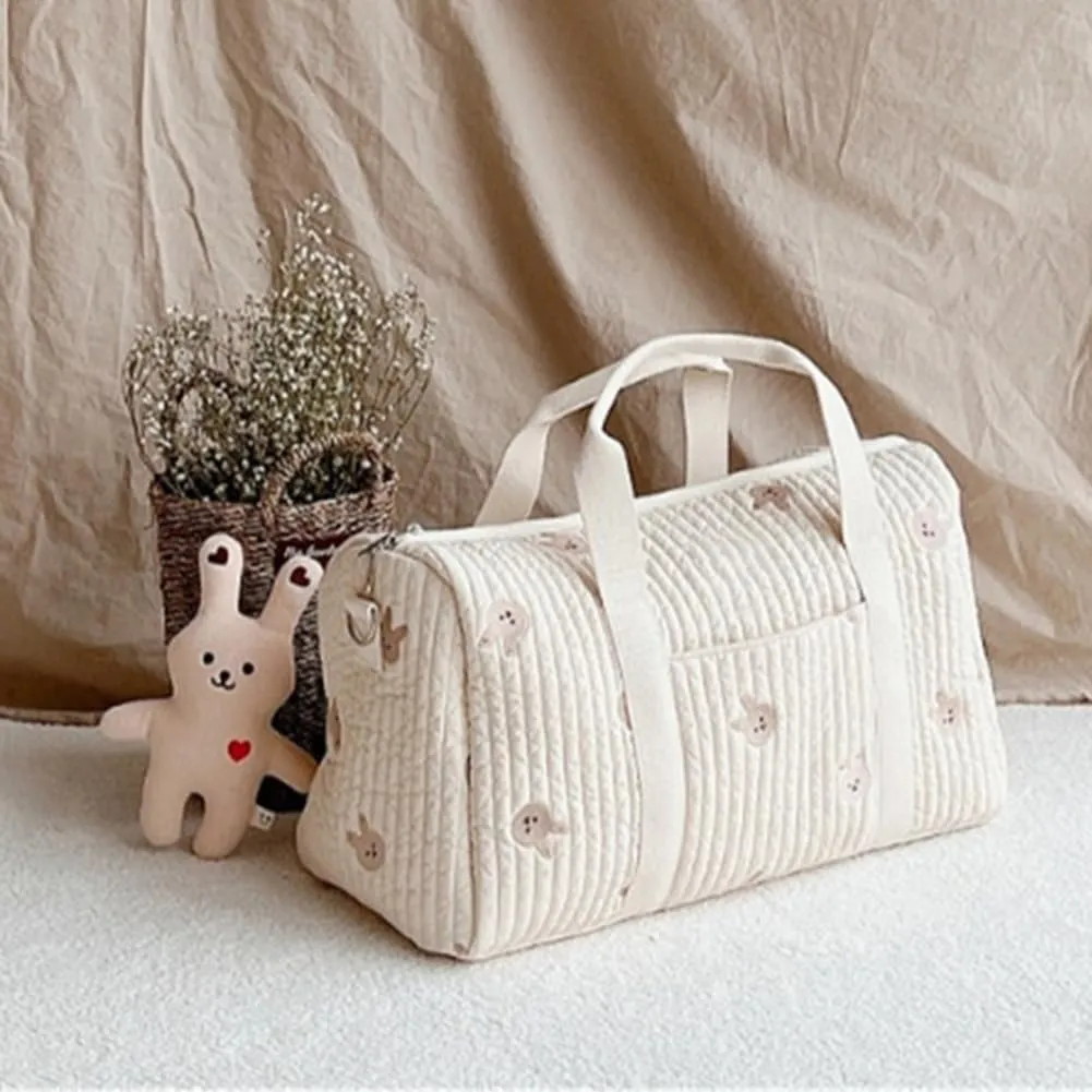 Lushandy Large Diaper Bag Tote, Cute Diaper Bag Puffer Travel Diaper Bag with Long Stap Hospital Bag Maternity Bag Nurse Bag