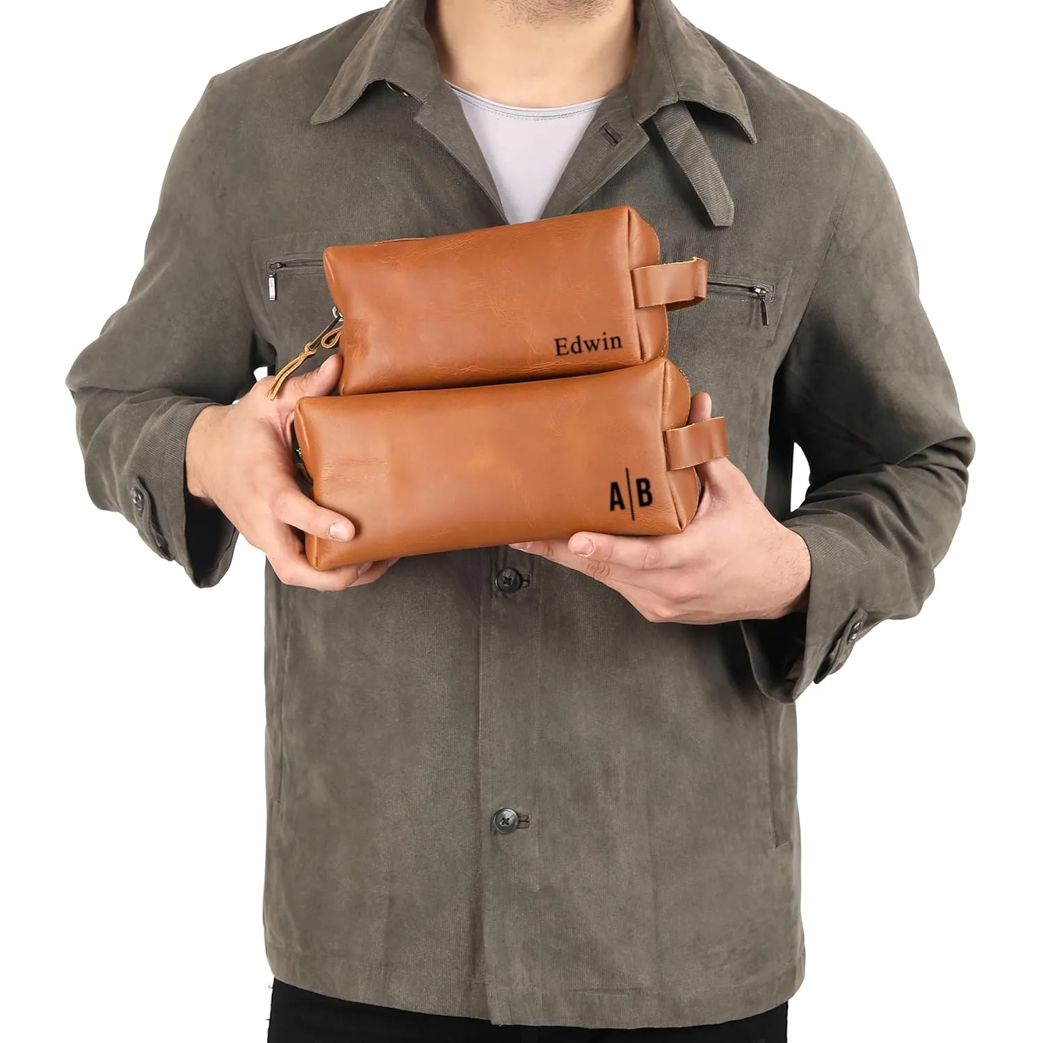 LUXE-RANGE Personalized Leather Toiletry Bag For Men, Leather Dopp Kit, Groomsmen Gifts, Men's Toiletry Bag, Gifts For Men, Christmas Gift, Wedding Gift, Anniversary Gift, Customized Men Gifts