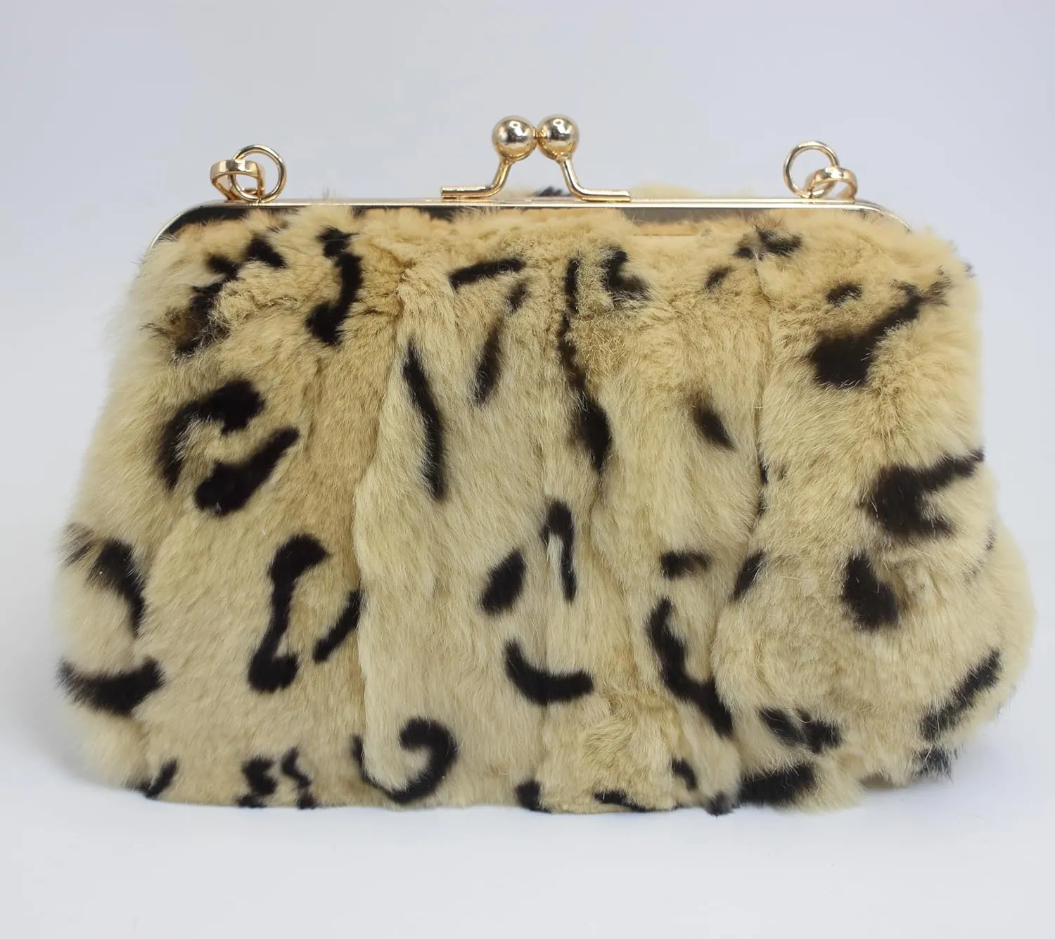 Luxurious Real Rex Rabbit Fur Evening Handbag – Elegant Purse with Adjustable Straps for Women