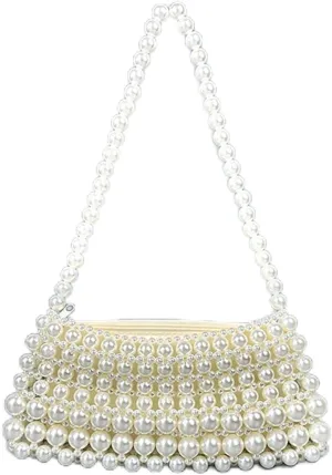 Luxury Pearl Purses Shoulder Bag for Women Pearl Bag Handmade Bags Women's Crossbody Beaded Clutch Evening Bag Wedding Party Bridal Party Gifts 33