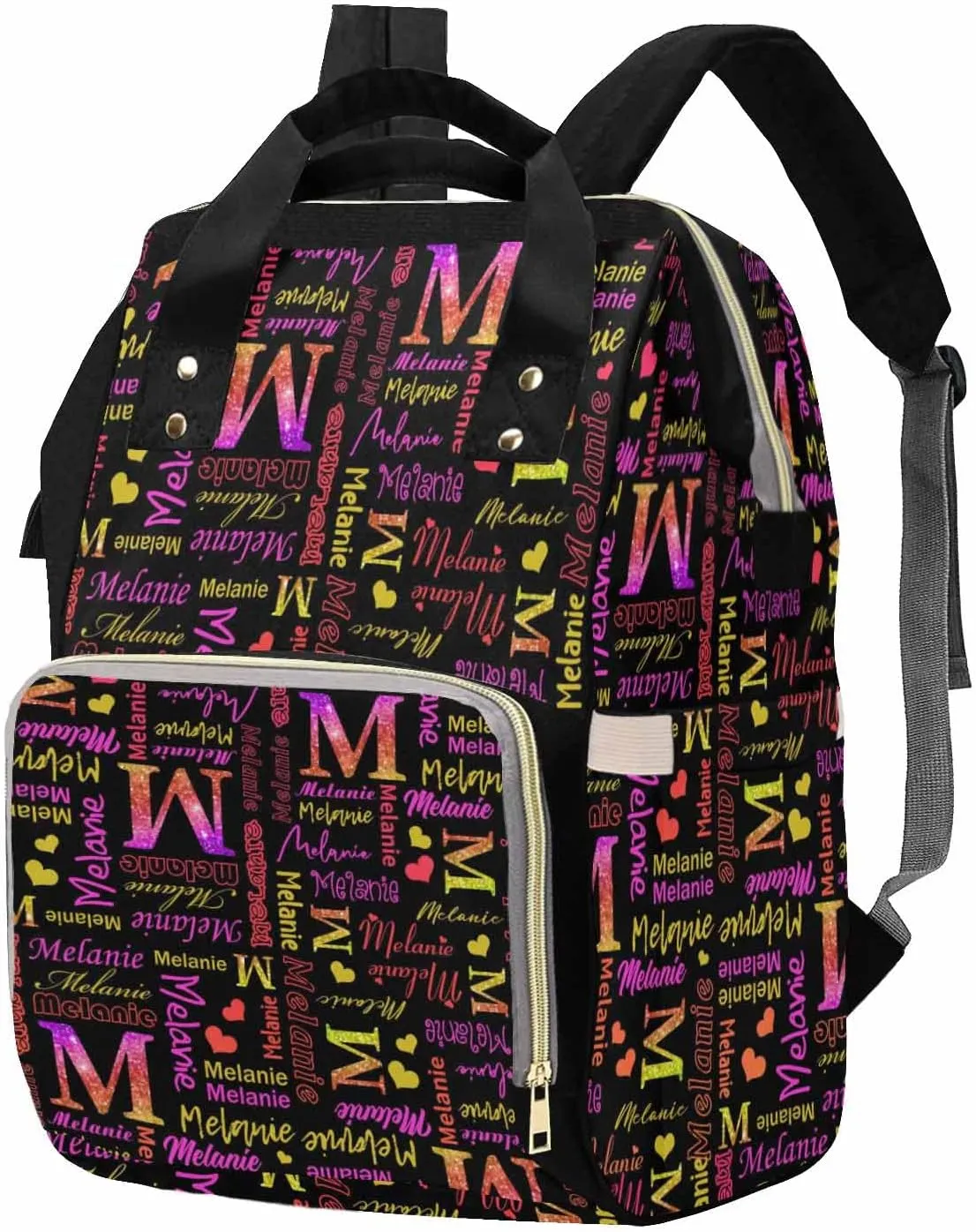 M YESCUSTOM Personalized Name Diaper Bag with Multi Name & Letter Custom Waterproof Nappy Travel Daypack for Mom Customized Shower Gifts