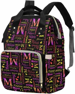 M YESCUSTOM Personalized Name Diaper Bag with Multi Name & Letter Custom Waterproof Nappy Travel Daypack for Mom Customized Shower Gifts