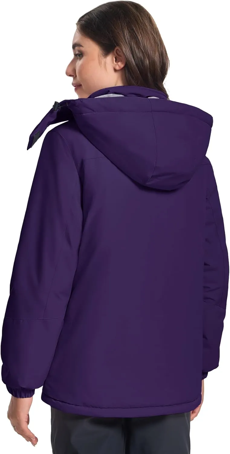MAGCOMSEN Women's Winter Coats Waterproof Insulated Snow Ski Jacket Hood Fleece Lined Warm Mountain Snowboarding Windbreaker