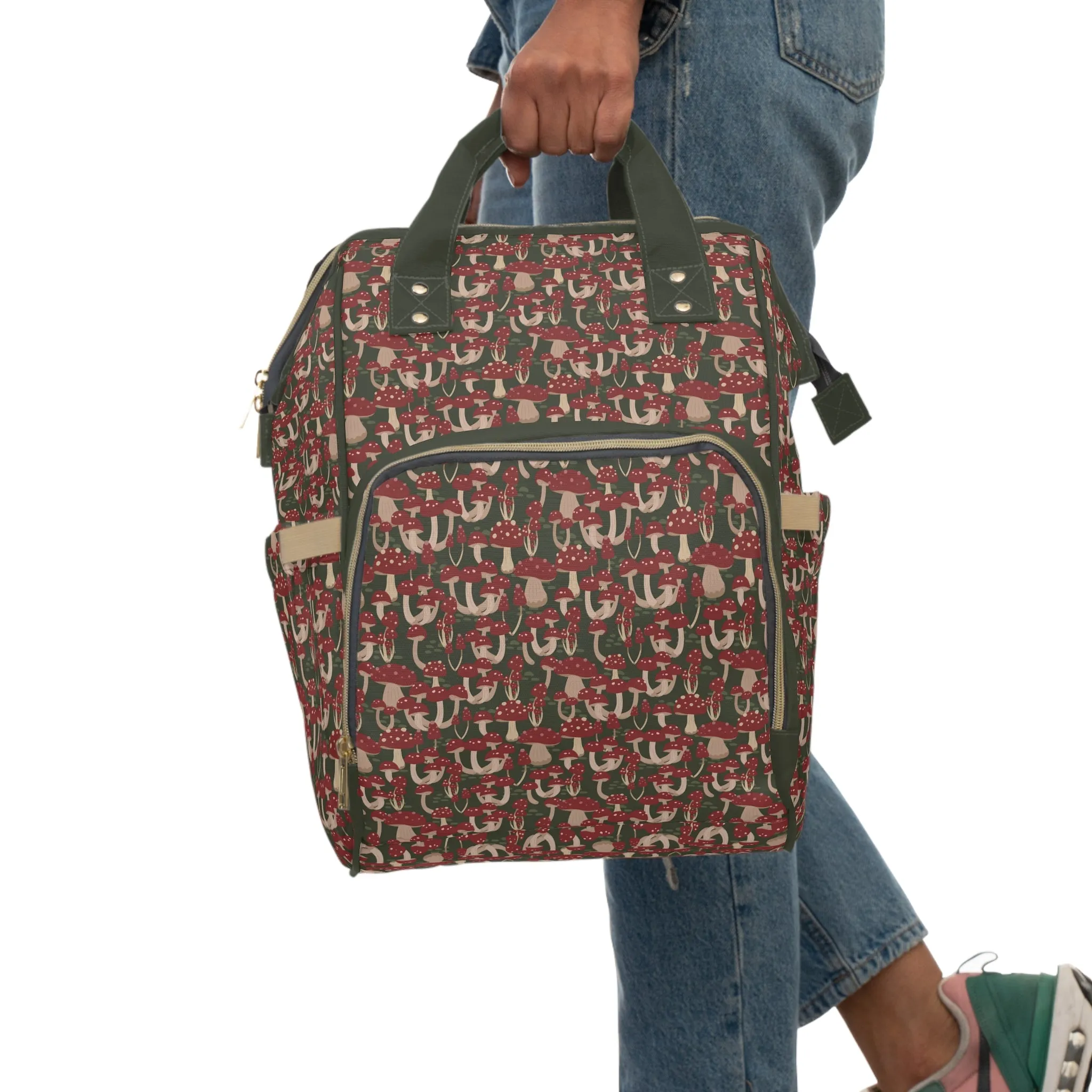 Magical Mushroom Diaper Backpack - Unique Nature-Inspired Nappy Bag for Eco-Conscious Parents, Organized & Multifunctional Baby Bag
