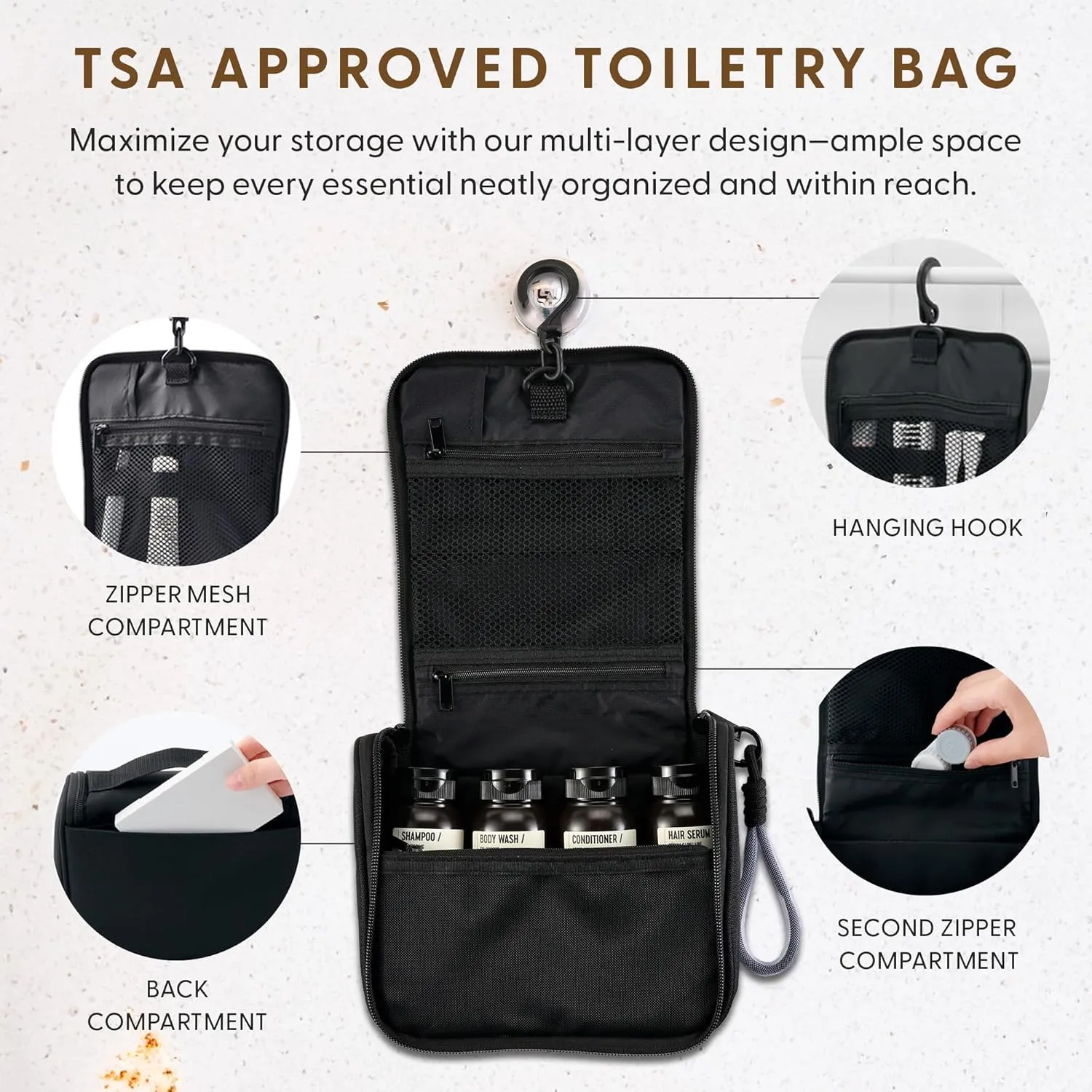 MAISONOVO Travel Bottles for Toiletries, TSA Approved, Leak Proof Refillable, Travel Size Containers and Bottles with Water Proof Toiletry Bag