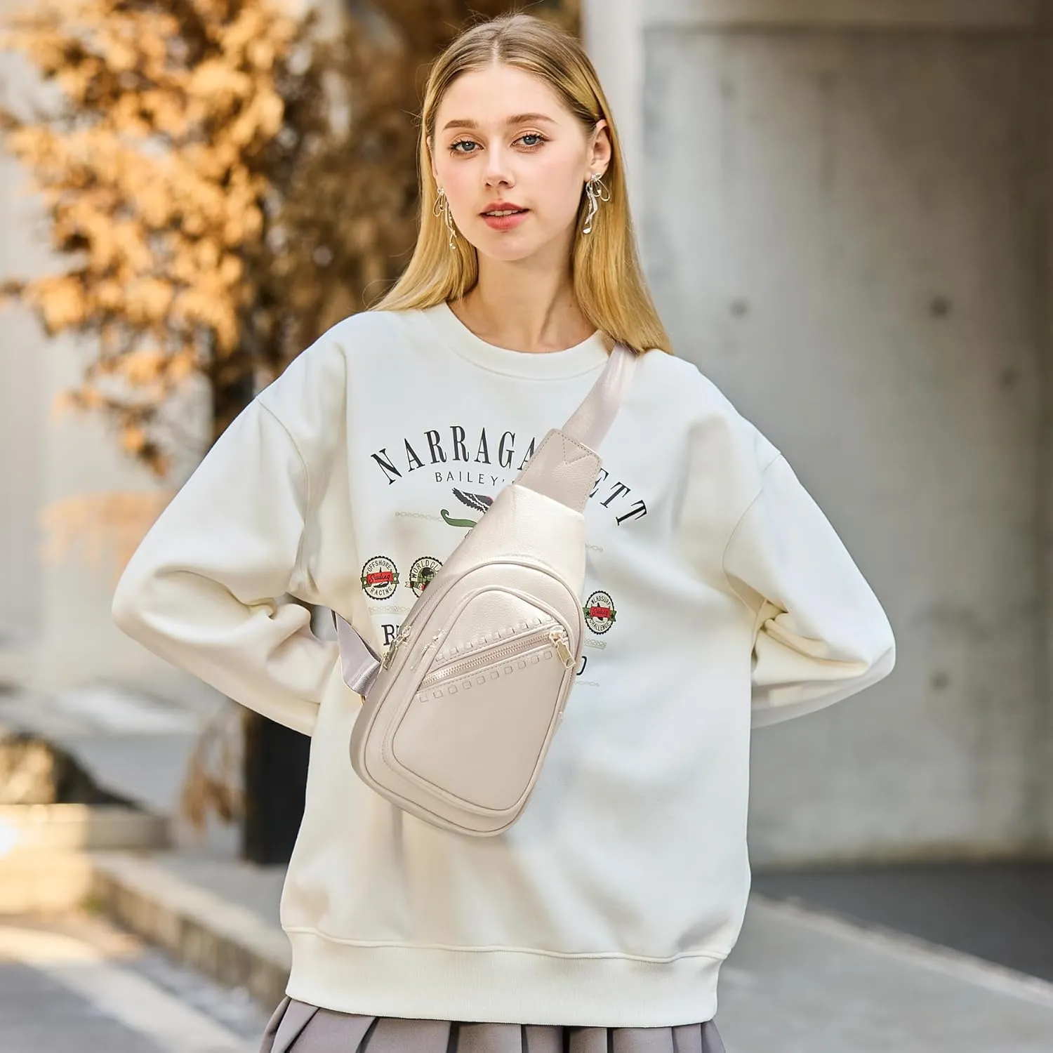 Makes Small Sling Bag for Women, Vegan Leather Fanny Pack Crossbody Bags for Women, Chest Bag With Wide Strap
