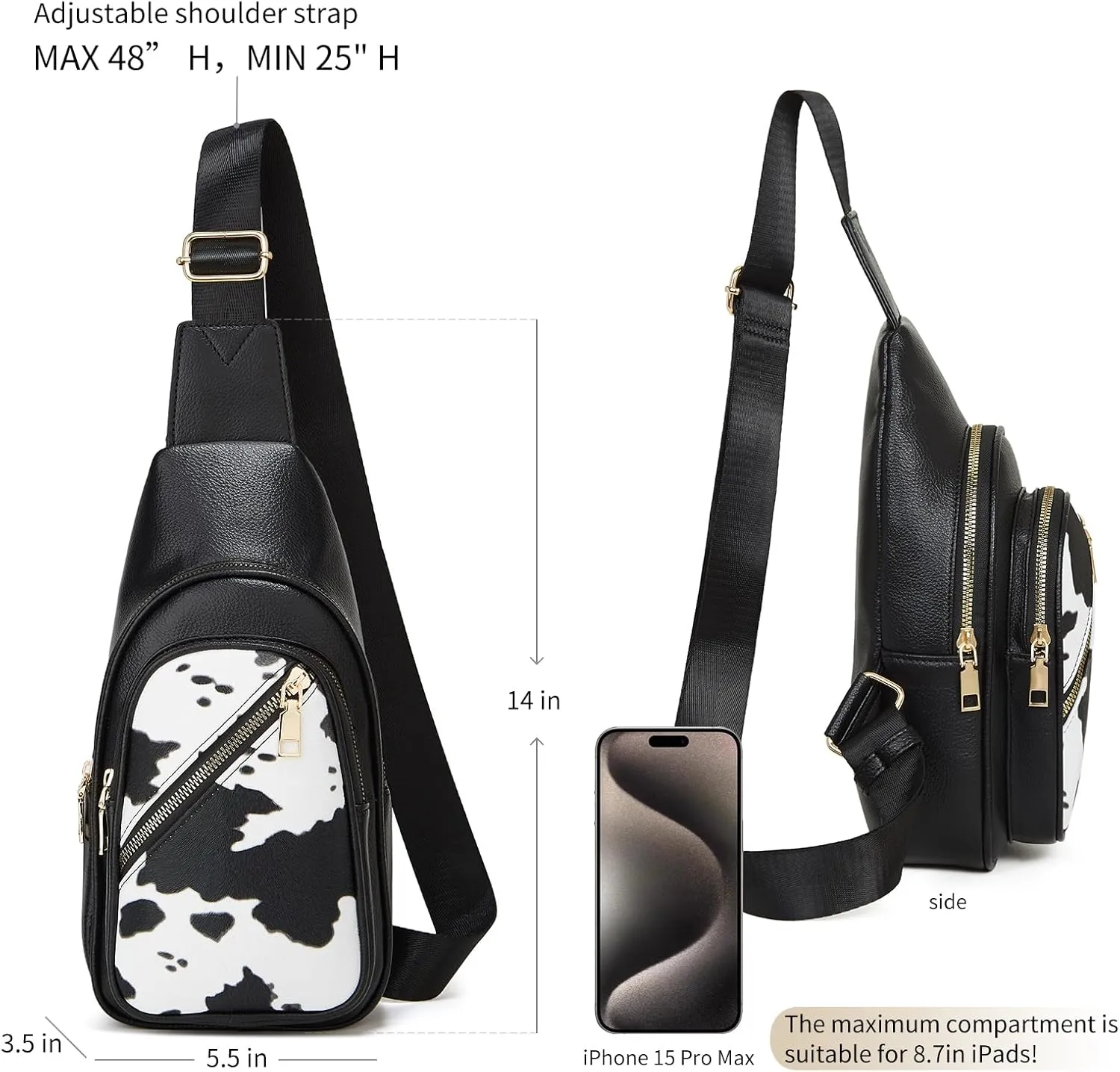 Makes Small Sling Bag for Women, Vegan Leather Fanny Pack Crossbody Bags for Women, Chest Bag With Wide Strap