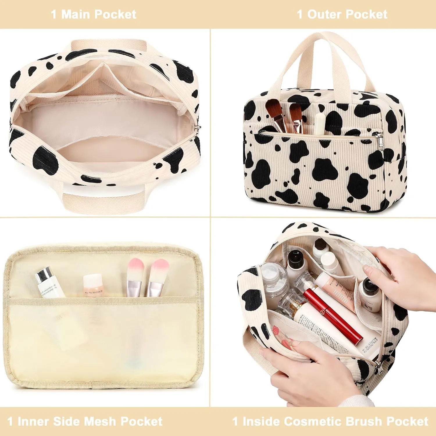 Makeup Bag for Women Cosmetic Bag Large Make Up Organizer Travel Toiletry Bags Waterproof Zipper Tote Pouch Purse for Girls