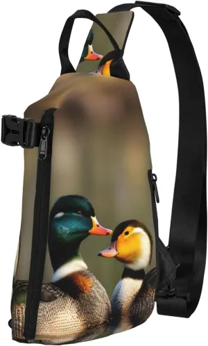 Mallard Ducks Print Crossbody Backpack Casual Sling Bag Travel Lightweight, Adjustable Cross Bag