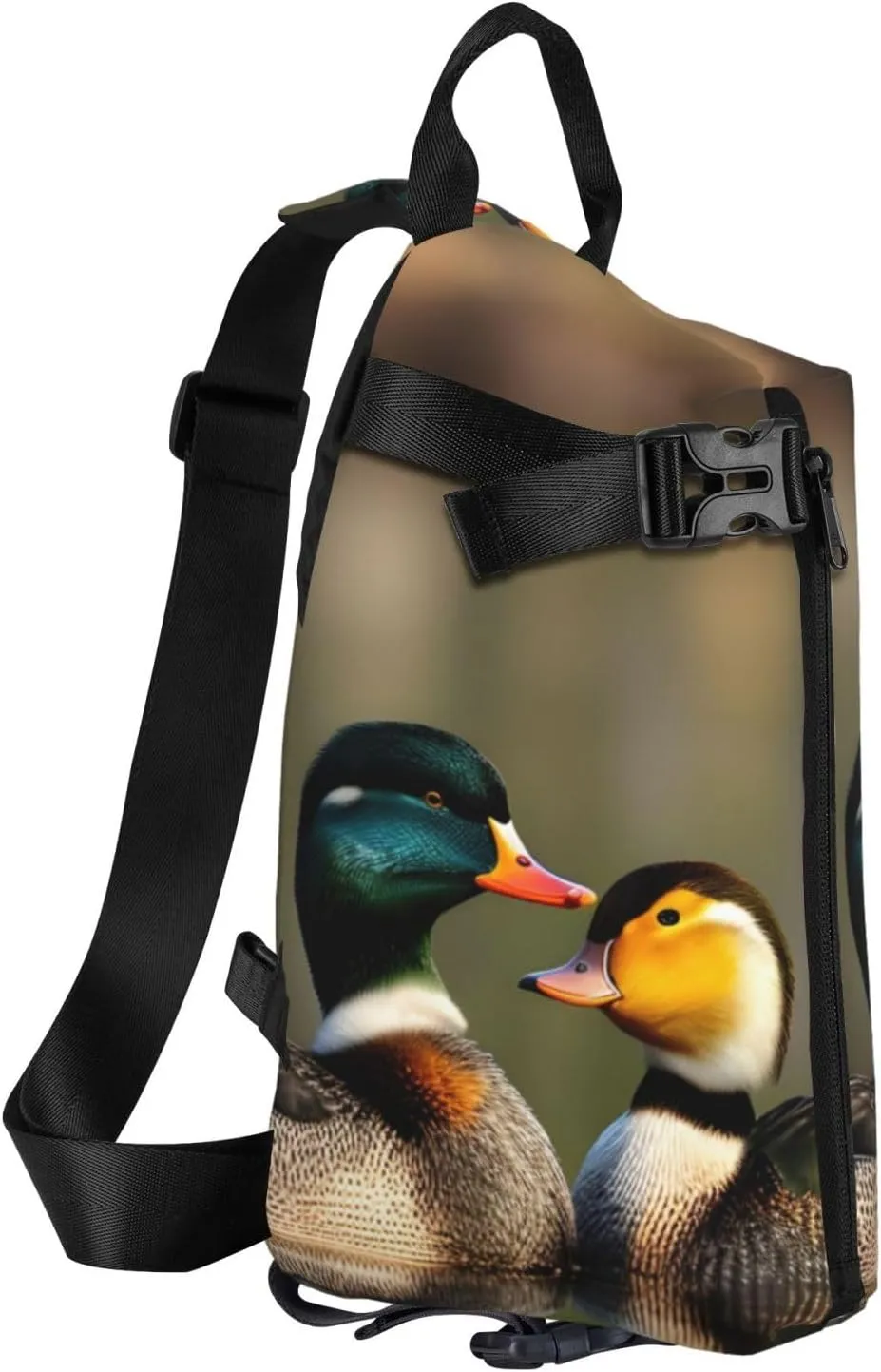 Mallard Ducks Print Crossbody Backpack Casual Sling Bag Travel Lightweight, Adjustable Cross Bag
