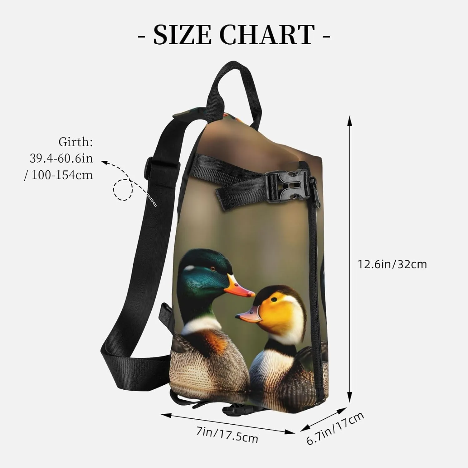 Mallard Ducks Print Crossbody Backpack Casual Sling Bag Travel Lightweight, Adjustable Cross Bag