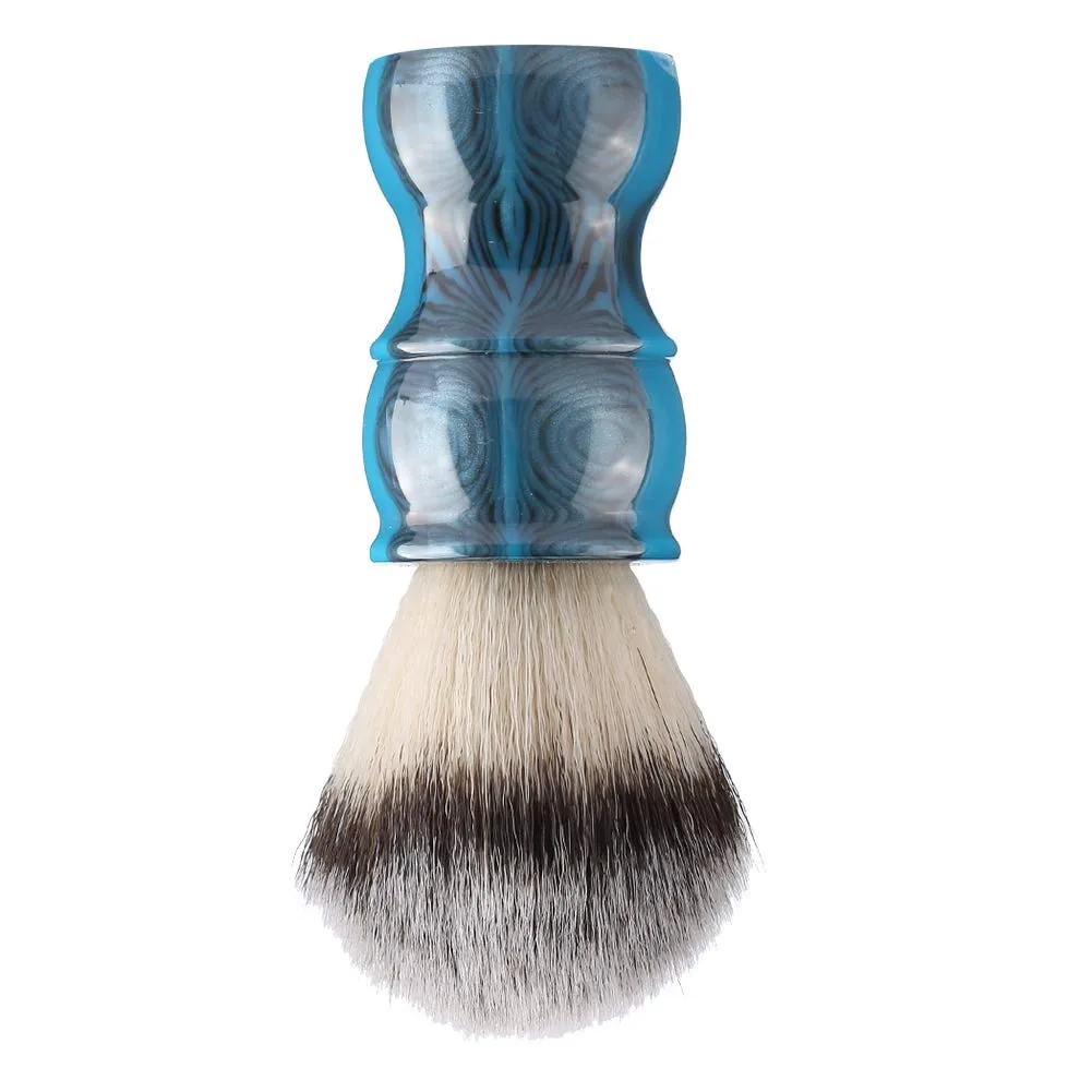 Manual Beard Shaving Brush with Dense Nylon Hair for Men, Barber Quality Mustache Brush, Portable for Travel, Salon or Home Use, Increases Shaving Cream Foam (Colourful Blue)