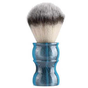 Manual Beard Shaving Brush with Dense Nylon Hair for Men, Barber Quality Mustache Brush, Portable for Travel, Salon or Home Use, Increases Shaving Cream Foam (Colourful Blue)