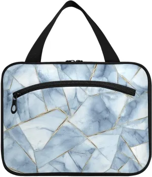 Marble Stones Geometric Style hanging large make up bag with hook, designer waterproof toiletries bag for travel make up traveling estuche para guardar maquillaje M