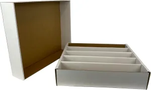 Max Protection (10 5 Row Trading Card Storage Box - Durable Cardboard Box for Sports, Card Collection - 200 lb. Test Strength, Full Lid Design. Made in the USA