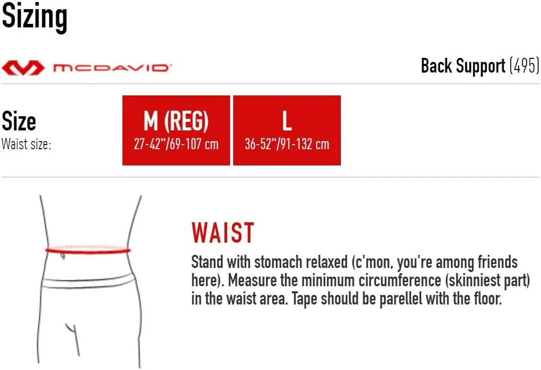 Mcdavid Lightweight Back Support Brace, Back Pain & Aches, Injury Recovery, Aids in Lifting & Activity