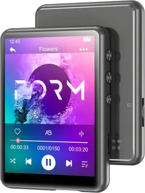 MECHEN 64GB MP3 Player Bluetooth 5.3 with 2.4" Full Touch Screen，Portable Digital Music Player with Speaker，FM Radio, Line Recording, HiFi Lossless Sound, Support up to 128GB. (Gray)