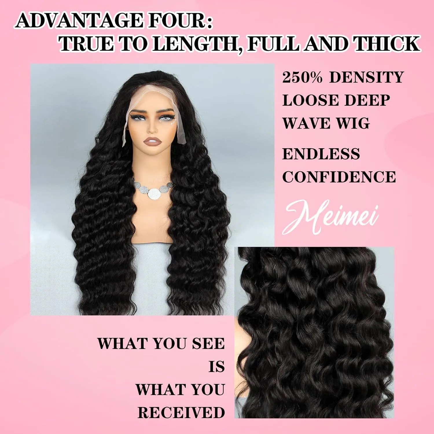 MEIMEI 30 Inch 250% Density HD Lace Front Wigs Human Hair Loose Wave 15A Grade Real Full Large Lace Space 13x4 Loose Deep Wave Lace Frontal Wigs Human Hair Pre Plucked for Black Women