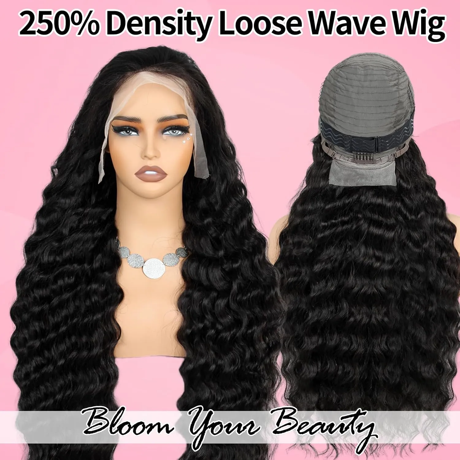 MEIMEI 30 Inch 250% Density HD Lace Front Wigs Human Hair Loose Wave 15A Grade Real Full Large Lace Space 13x4 Loose Deep Wave Lace Frontal Wigs Human Hair Pre Plucked for Black Women