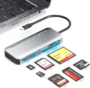 Memory Stick Pro Duo Card Reader, 7 in1 Memory Stick Pro Duo Adapter USB C for SD/TF/CF/XD/MS, Multi Card Reader for Camera, Game Trail Camera, Phone, Tablet, Laptop, Android
