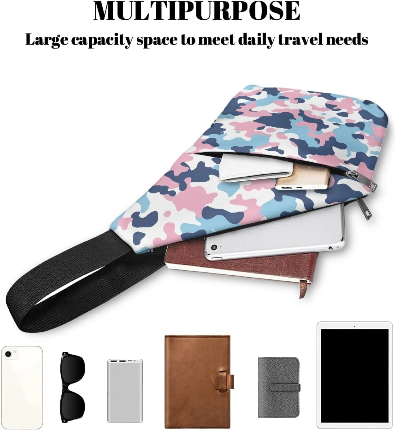Men Cross Body Bag Camo Crossbody Bag for Gentlemen Multifunctional Sling Bag Shoulder Bag Sling Bag for Man Father Portable Fanny Pack Chest Bag for Travelling Hiking