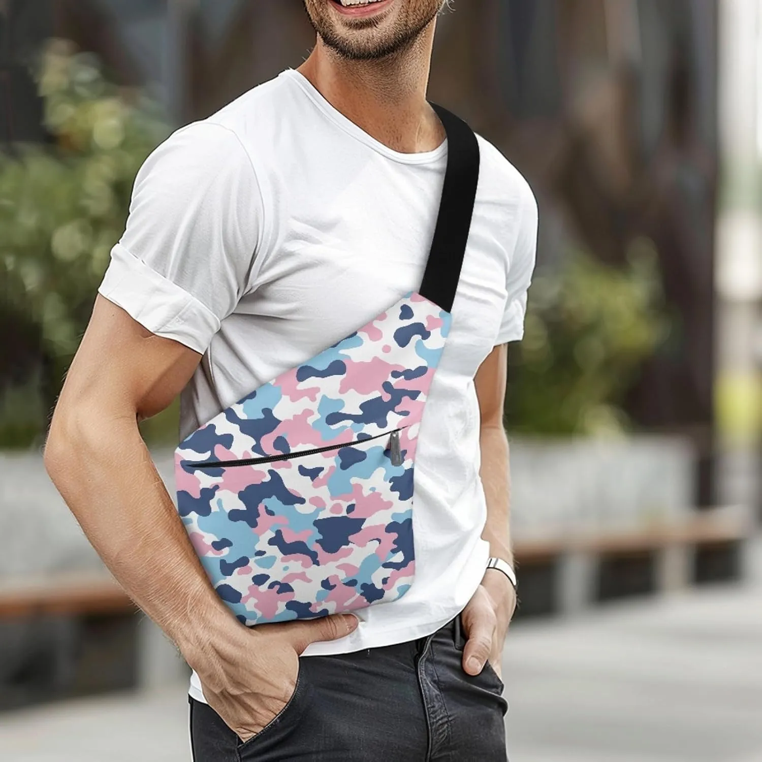 Men Cross Body Bag Camo Crossbody Bag for Gentlemen Multifunctional Sling Bag Shoulder Bag Sling Bag for Man Father Portable Fanny Pack Chest Bag for Travelling Hiking