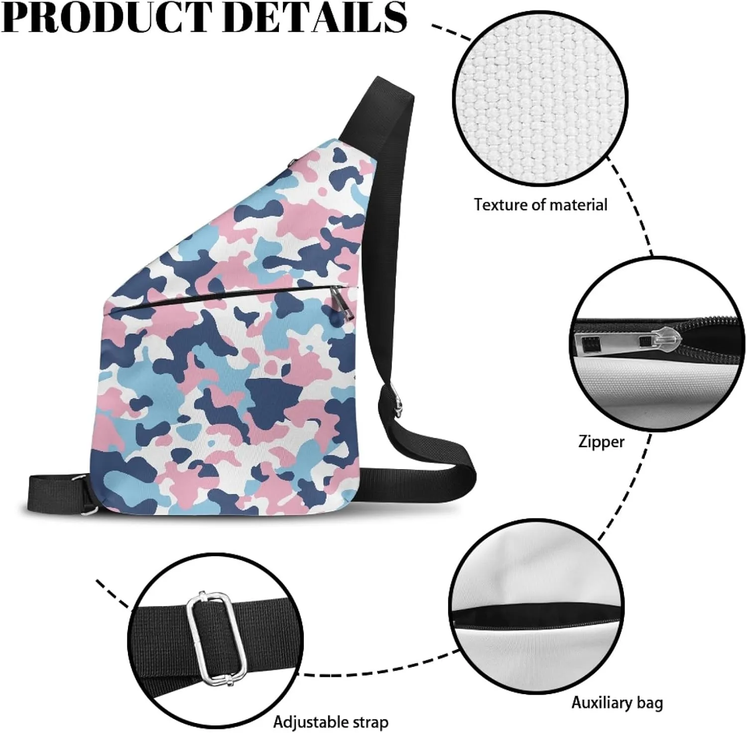 Men Cross Body Bag Camo Crossbody Bag for Gentlemen Multifunctional Sling Bag Shoulder Bag Sling Bag for Man Father Portable Fanny Pack Chest Bag for Travelling Hiking