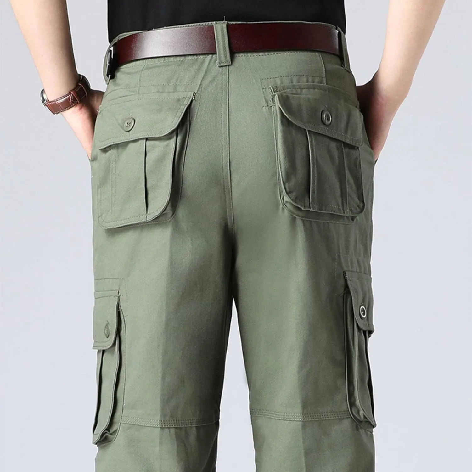 Men Outdoor Cargo Pant Straight Leg Basic Casual Tactical Pant Hiking Classic Fit Jogger with Multi Pockets