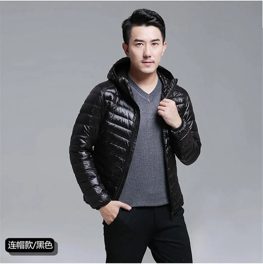 Men Winter Keep Warm 90% White Eider-Down Jacket Clothing Male Slim Fit Hooded Casual Slim Down Jacket