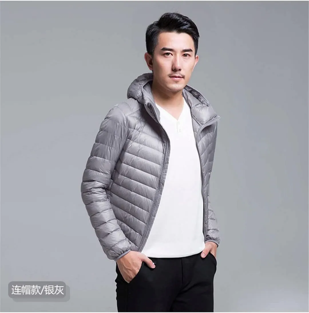 Men Winter Keep Warm 90% White Eider-Down Jacket Clothing Male Slim Fit Hooded Casual Slim Down Jacket
