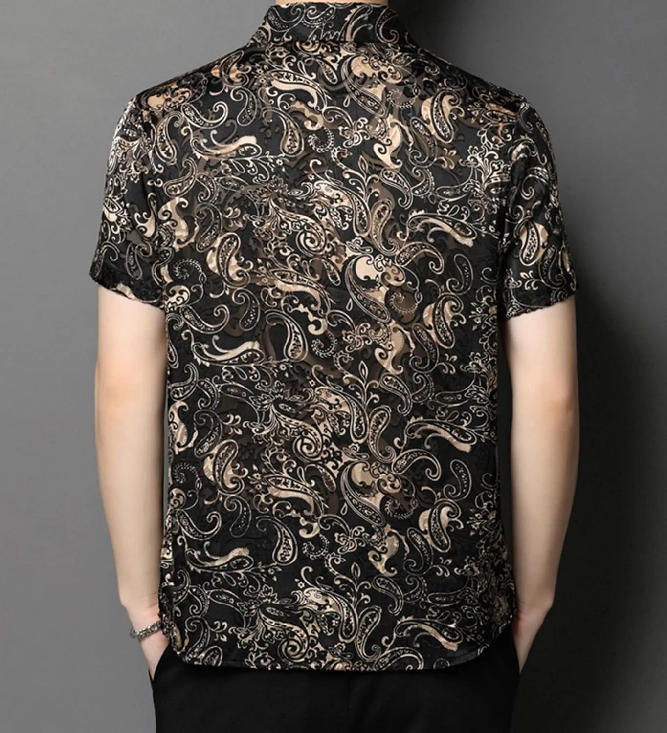 Men Women See Through Shirts Sexy Short Sleeve Night Club Fishnet Lace Shirt