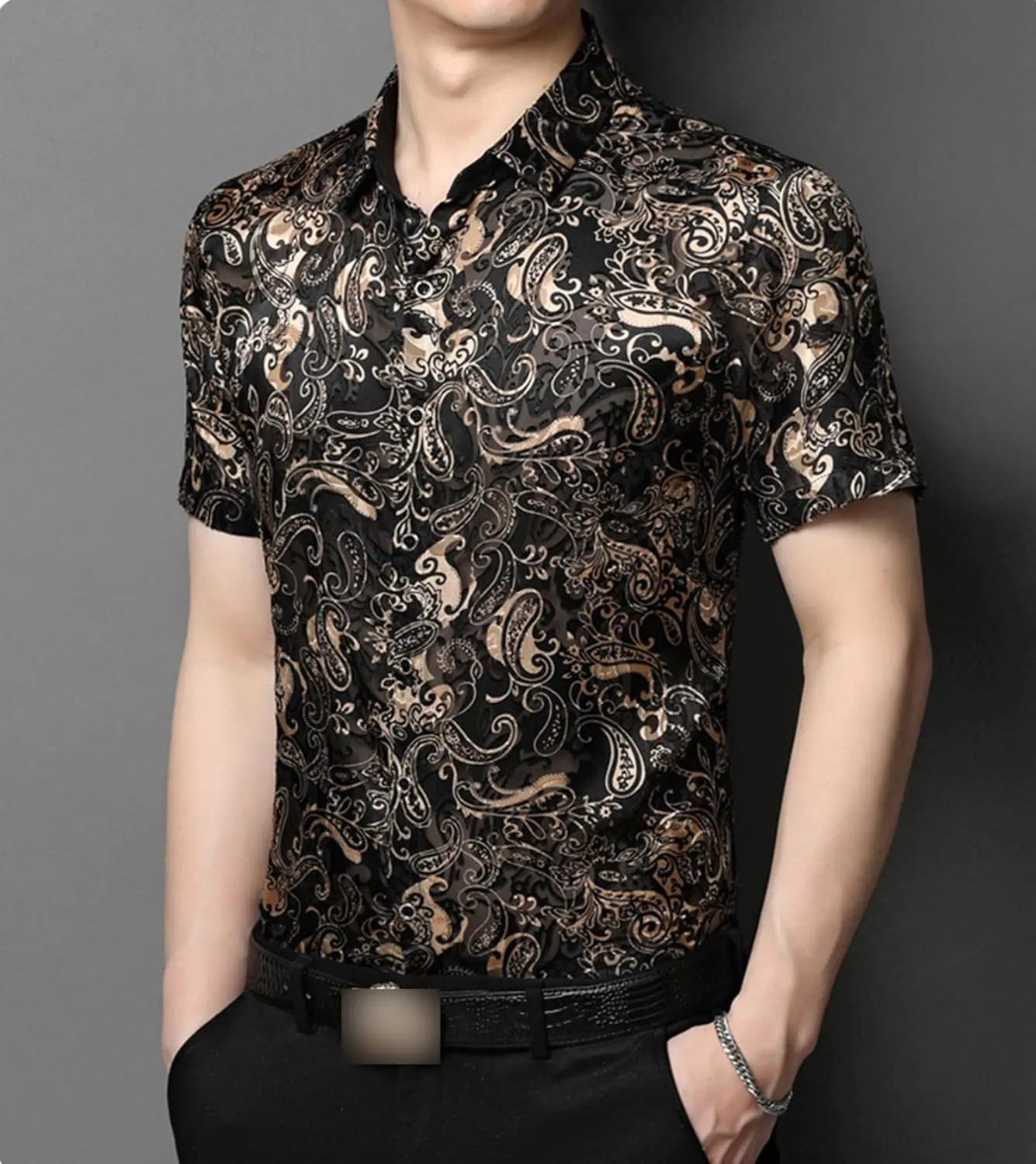 Men Women See Through Shirts Sexy Short Sleeve Night Club Fishnet Lace Shirt